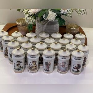 complete set of 24 porcelain spice jars Hummel Collection